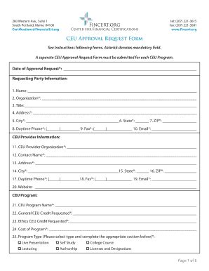 Fillable Online Fincert Ceu Approval Request Form Bfincertorgb Fax