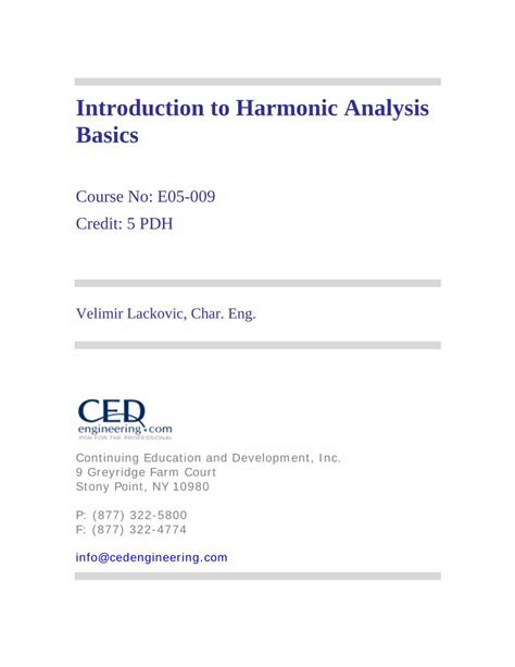 Pdf Introduction To Harmonic Analysis Basics To Harmonic Analysis