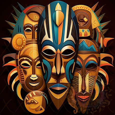 Digital African Mask Artwork, Afrocentric Art, African Tribal Face Mask ...