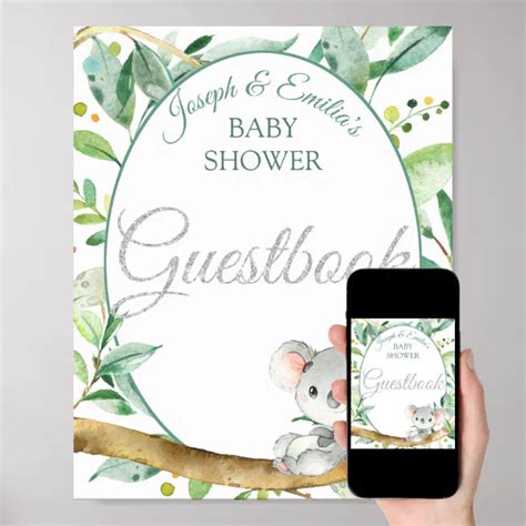 Koala Gender Neutral Baby Shower Guestbook Sign Zazzle