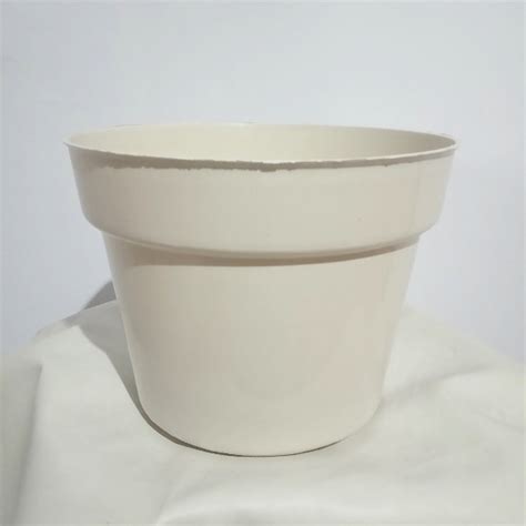 Jual Pot Bunga Nude 20 Cm Putih Gading Polos Plastik Tanaman Hias 20cm Bibit Online