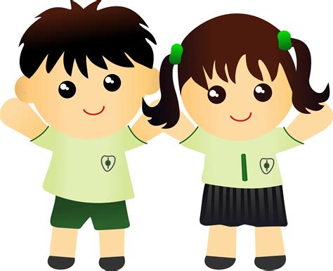 Clipart - Two Kids in school uniform