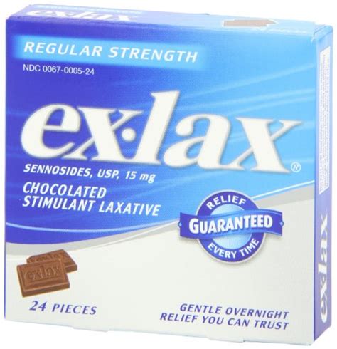 5 Pack Ex Lax Sennosides Chocolated Stimulant Laxative Regular 24 Pieces Each 300670005245 Ebay