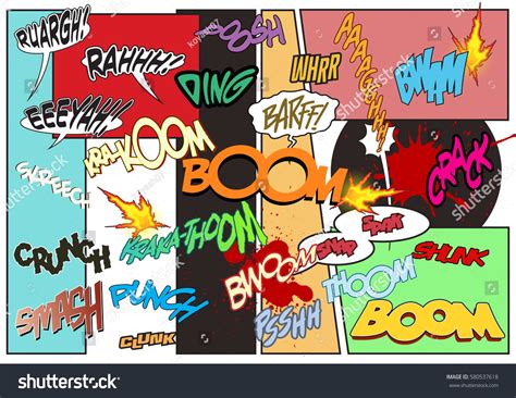 Vector Comic Book Sound Effects Set Onomatopoeia Royalty Free Stock Vector 580537618