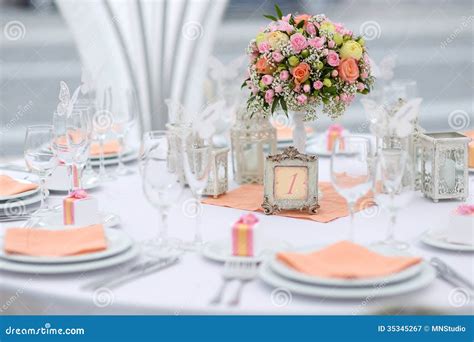 Table Set For An Event Party Or Wedding Reception Stock Image Image