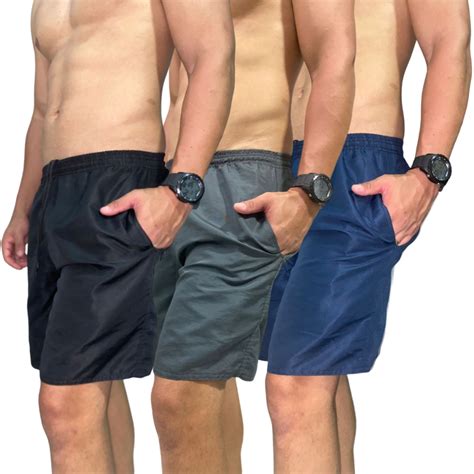 Kit Bermudas Shorts Tactel Lisa Masculina Academia Corrida Ver O