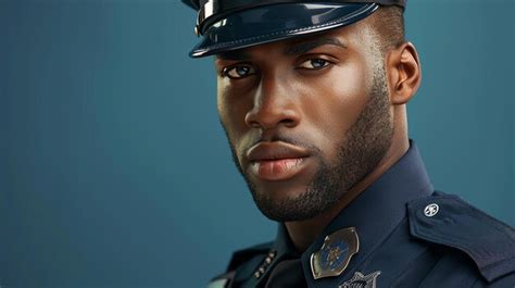 Premium Photo | A young AfricanAmerican police officer poses for a ...