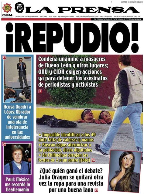 Periódico La Prensa México Periódicos de México Edición de martes