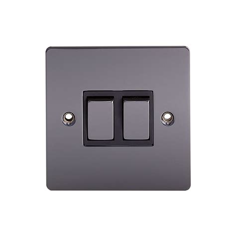 Holder 10a 2 Way Double Black Nickel Light Switch Departments Diy