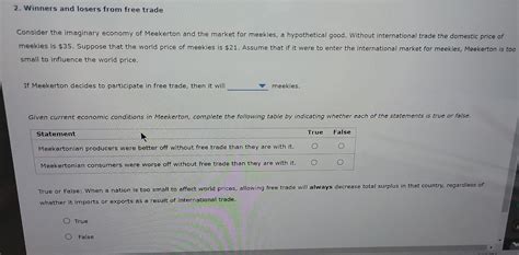 Solved 2 Winners And Losers From Free Trade Consider The Chegg