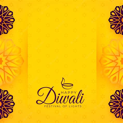 Free Vector Stylish Yellow Diwali Background With Text Space