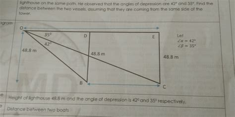Solved Lighthouse On The Same Path He Observed That The Angles Of