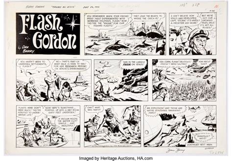 Dan Barry Flash Gordon Sunday Comic Strip Original Art Dated