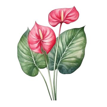 Anthurium Leaf Tropical Watercolor Illustration Botanical Plant