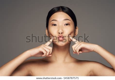 Beautiful Asian Female Nude Shoulders Bodycare Stock Photo 1458787571