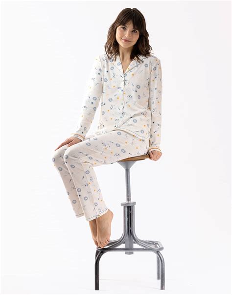 Buttoned Cotton Pyjamas C Leste Ecru Lingerie Le Chat