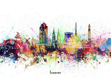 Bremen Skyline Artistic Digital Art By Bekim M Fine Art America