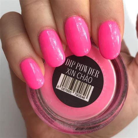 Hot Pink Revel Dip Powder Nails Xin Chao Wonderlust Collection Red Nail