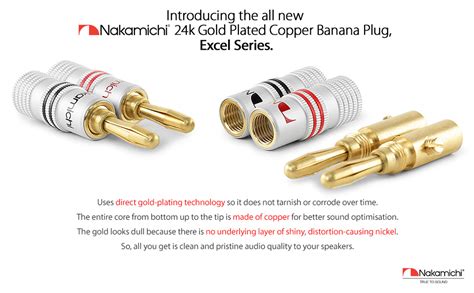 Nakamichi Excel Series 24k Gold Plated Banana Plug 12 AWG 18 AWG