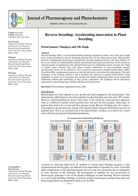 Pdf Reverse Breeding Accelerating Innovation In Plant Breeding