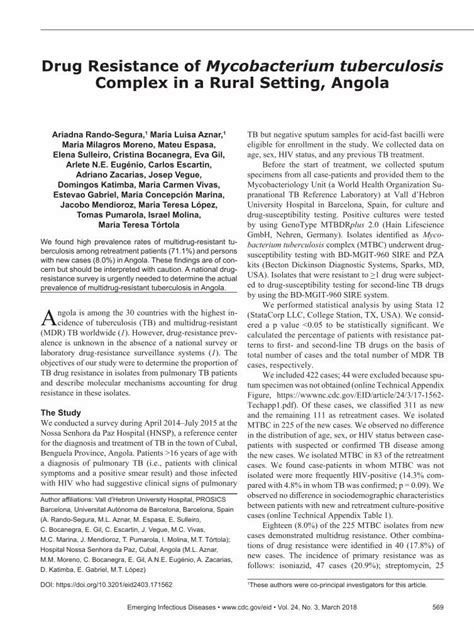 Pdf Drug Resistance Of Mycobacterium Tuberculosis Complex In A