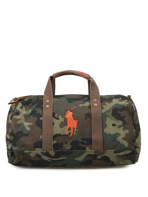 Luggage And Travel Bags Polo Ralph Lauren Orange Logo Camu Duffle Bag