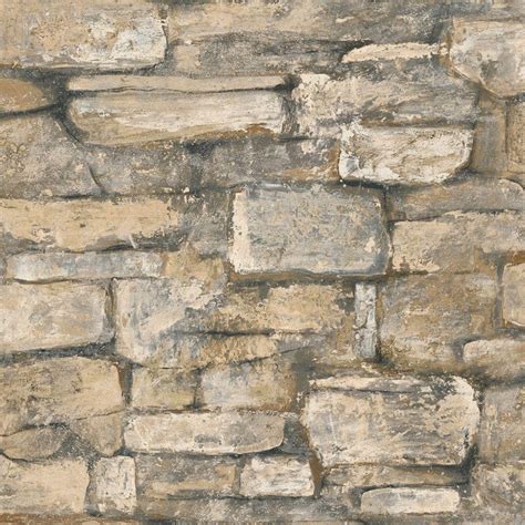 The Wallpaper Company 56 Sq Ft Natural Field Stone Wallpaper