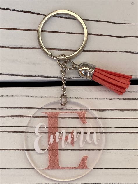 Personalized Acrylic Initial Name Keychain Etsy