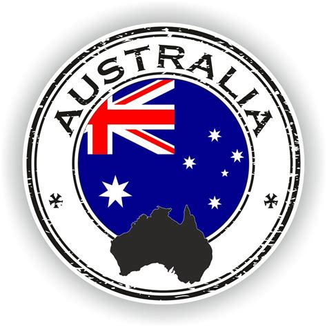 Australia 02 Seal Sticker Round Flag For Laptop Book Fridge Guitar