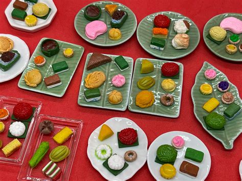 Handmade Miniture Nonya Kueh Platter Local Kueh Clay Food Drinks