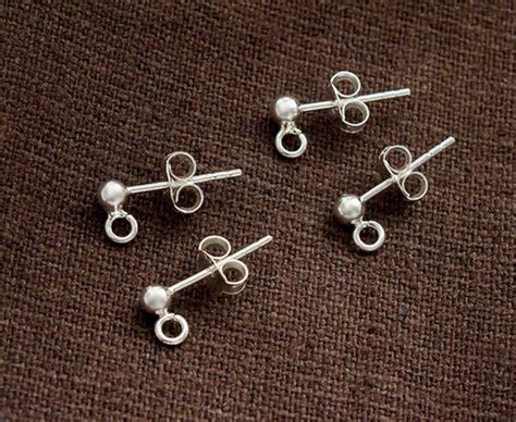 4 Pairs Of 925 Sterling Silver Post Stud Earrings Findings Etsy Sweden