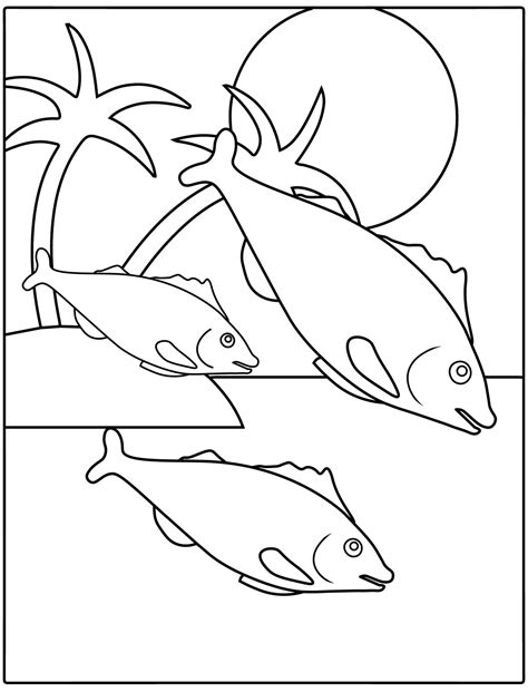 Sea Animals Coloring Page For Kids Fish Vector Illustration 9990877