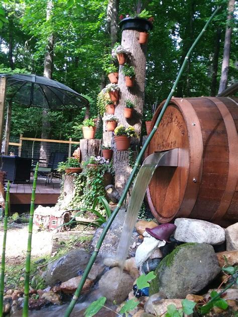 Whiskey Barrel Waterfall Ponds Backyard Outdoor Water Features Pond