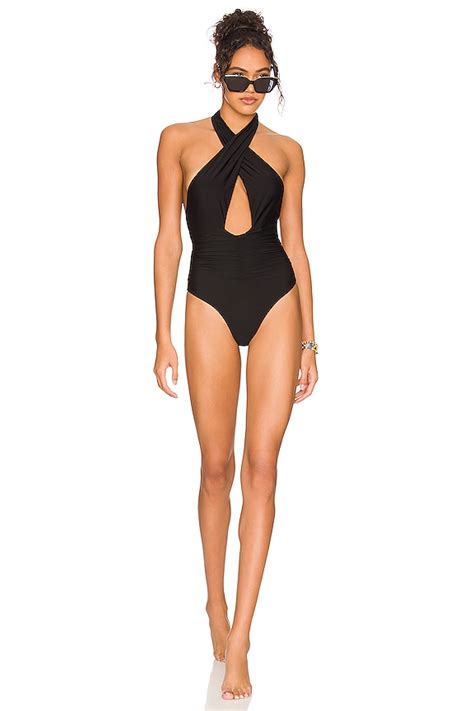 Pq Celine Ruched One Piece In Midnight Revolve