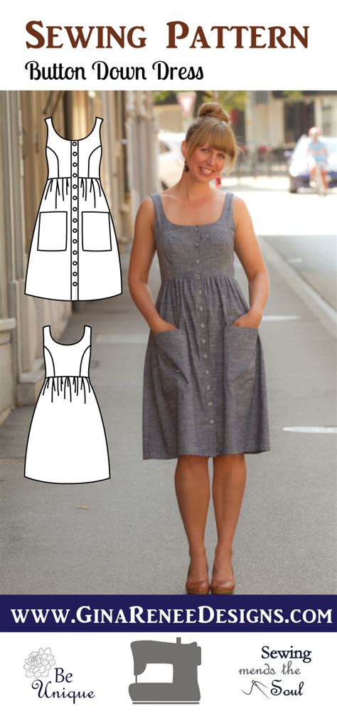 Button Down Dress Midi Dress Pattern Gina Renee Designs