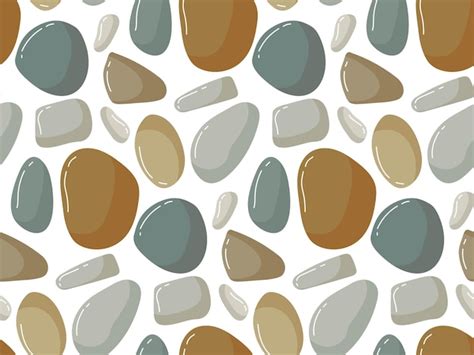 Premium Vector Seamless Beach Pebbles Pattern Various Shapes