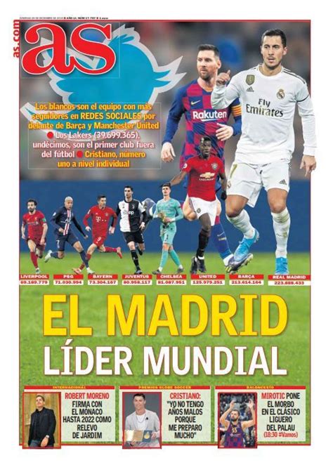 La Portada Del Diario As 29 12 2019