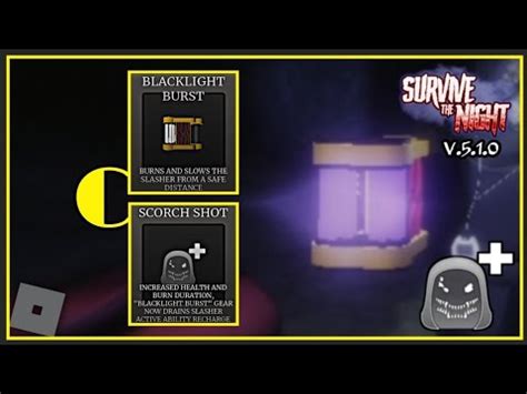 Roblox Survive The Night Blacklight Burst Gear With Scorch Shot Perk