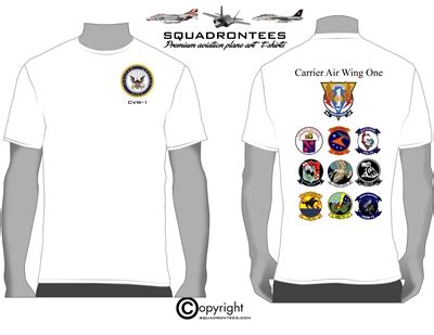 CVW 1 Logo Back Squadron T Shirt D2 USN Licensed Product