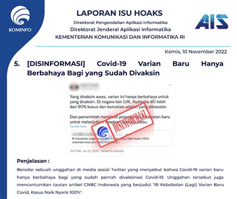 Isu Hoaks Disinformasi 10 November 2022 PPID Diskominfo Jateng