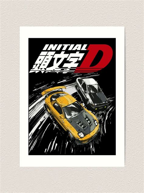 Initial D Mountain Drift Racing Tandem AE86 Vs FD Rx 7 Art Print