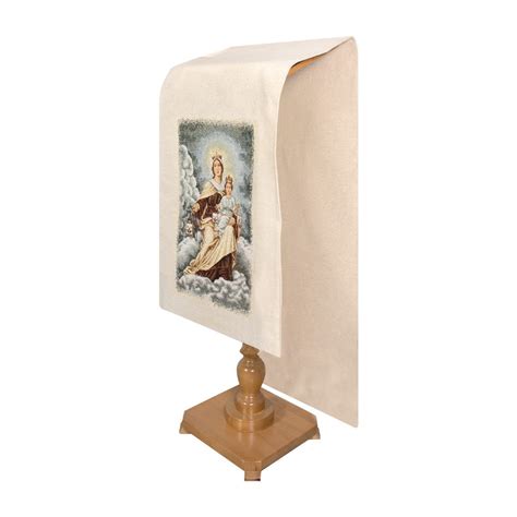 Ivory Lectern Cover With Our Lady Of Mount Carmel Embroidery