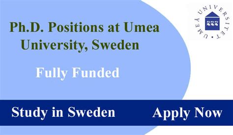 05 Fully Funded Ph D Positions At Umea University Sweden