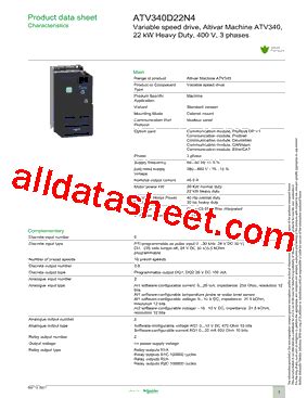 ATV340D22N4 Datasheet PDF Schneider Electric