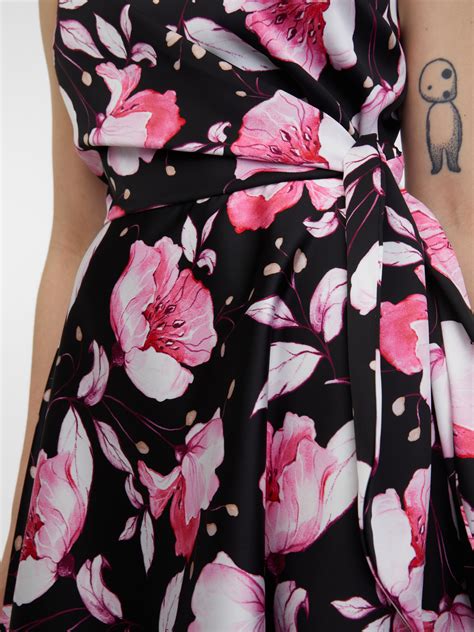 Rochie Midi Cu Model Floral Roz I Negru Pentru Femei Orsay Orsay Ro