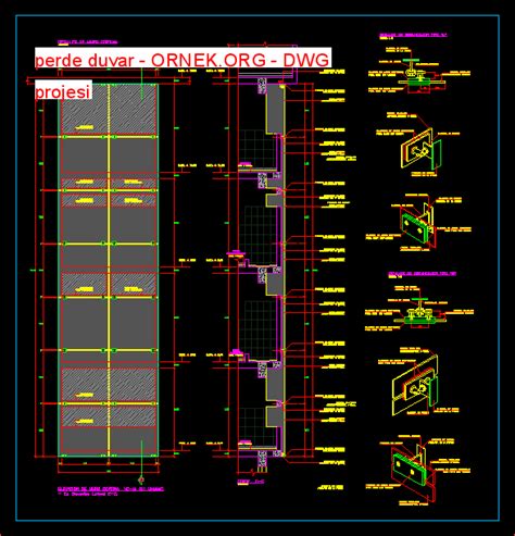 Perde Duvar Detay Dwg Projesi Autocad Projeler Hot Sex Picture