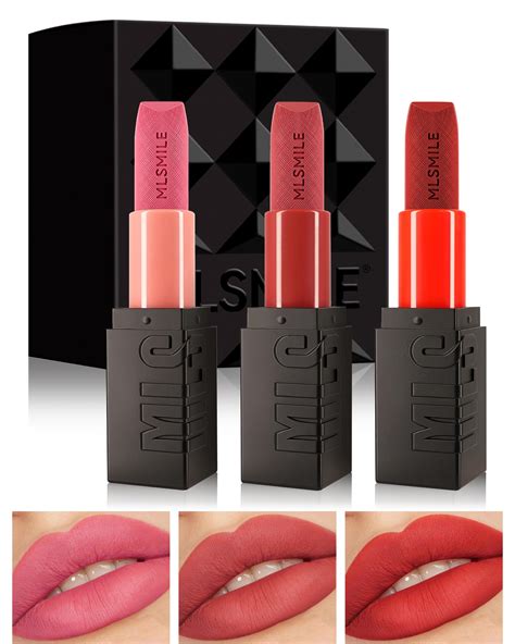 Amazon Pcs Matte Lipstick For Women Set Rose Pink Nude Pink Bright Red Nude Matte