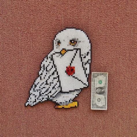 Hedwig Owl (Harry Potter) Perler Bead | Harry potter perler beads, Perler beads, Perler bead art