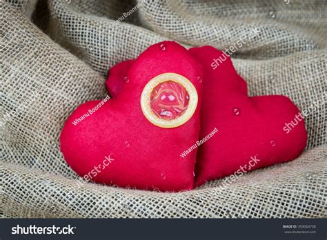 Red Heart Condom Safe Sex Valentines Stock Photo Edit Now