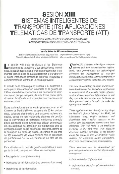 Sesi N Xiii Sistemas Inteligentes De Transporte Its Aplicaciones